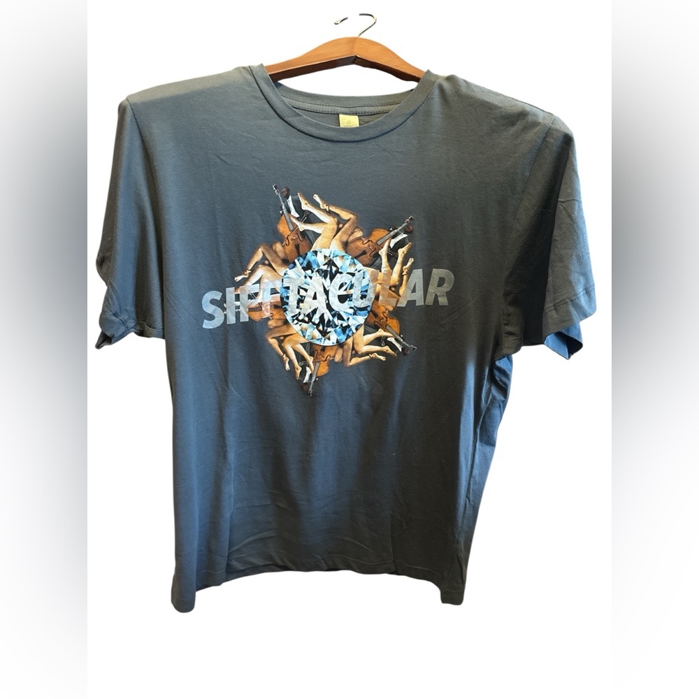 Alternative Dark Gray Diamond & Violin Artsy Graphic Tee 100% Cotton T-Shirt